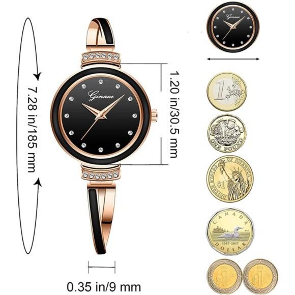 Elegante Watch and Bracelet Set for Women Glitter Crystal Watch and Bangle Set